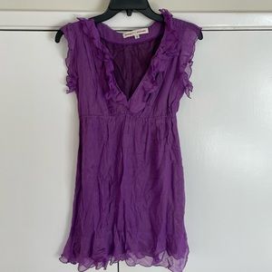 Amanda Uprichard Silk Flutter Dress in Purple (size small)